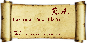Rozinger Adorján névjegykártya
